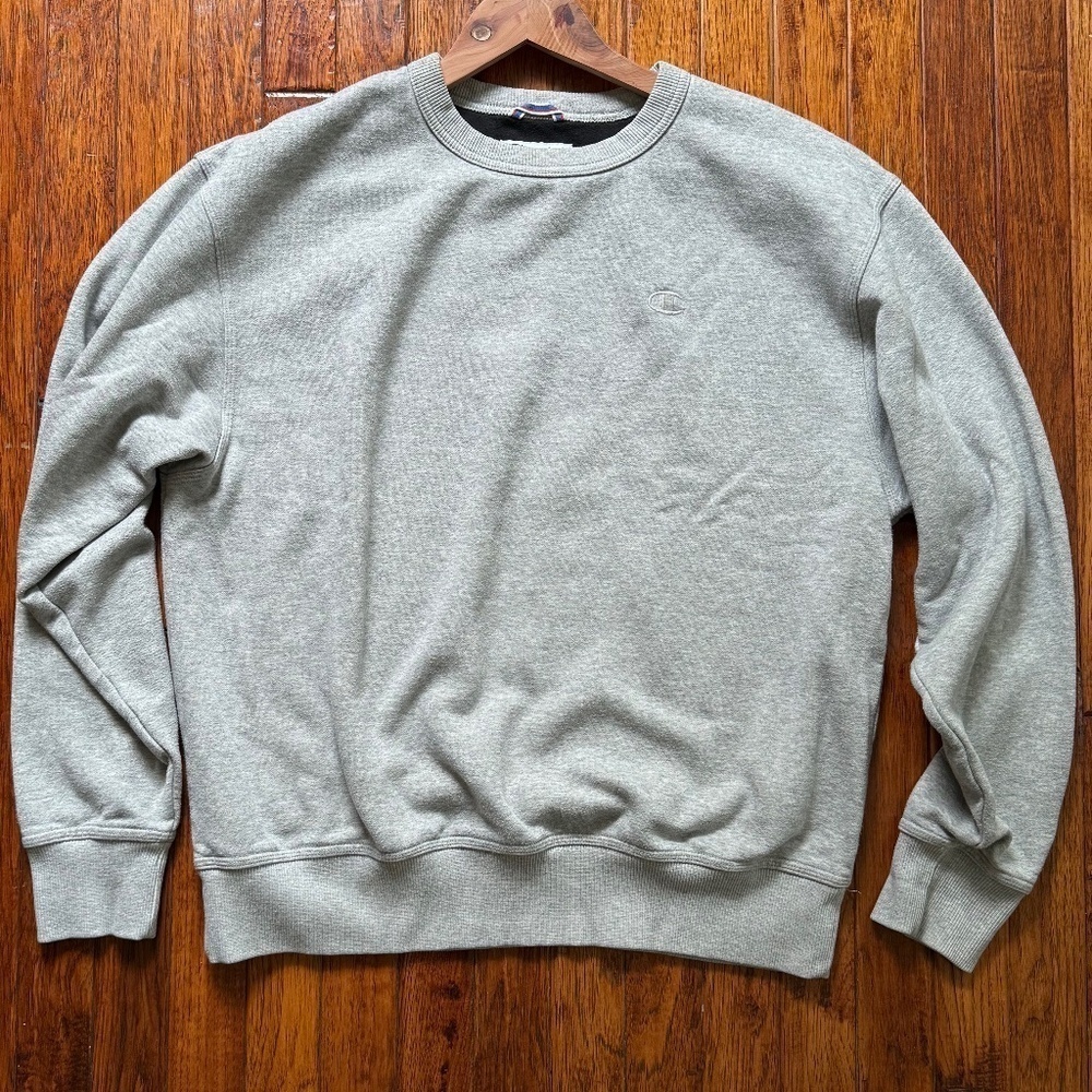Champion Men's Crewneck, Powerblend Fleece Sweatshirt, Oxford Gray, Large